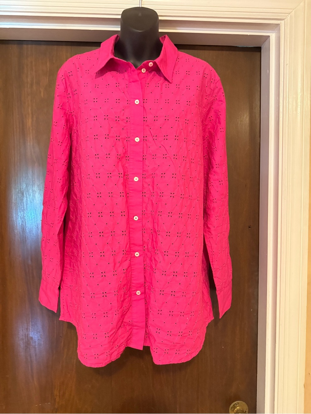 Gap Hot Pink Button Down Blouse - Size L